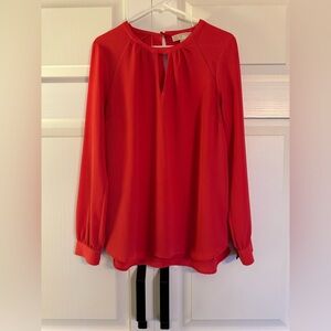 Michael Kors Coral Keyhole Longsleeve Blouse